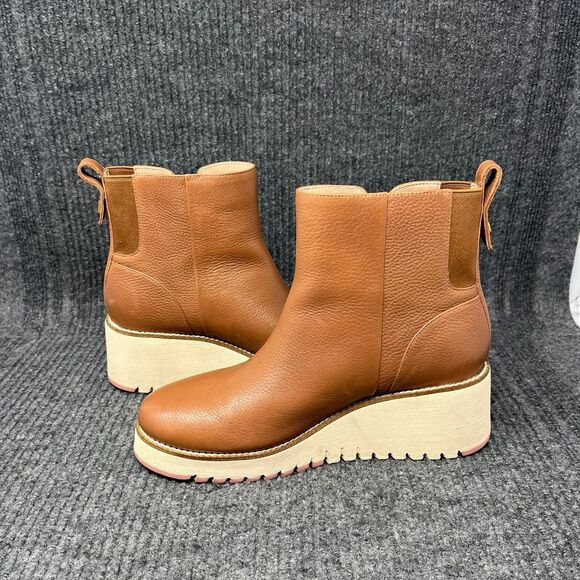 Cole Haan Zerogrand City Wedge Side Zip Ankle Boots Brown Leather Women’s 8 B - Picture 5 of 8